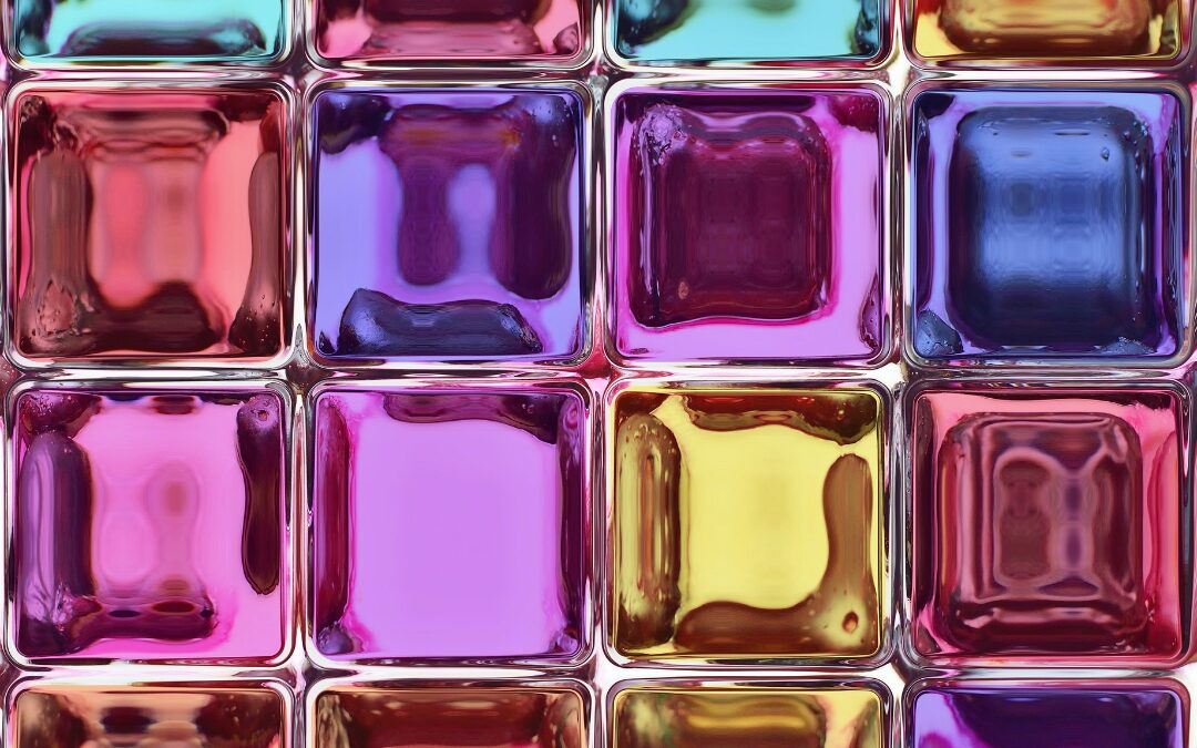 Una hilera de pavés, también conocido como vidrio de colores.